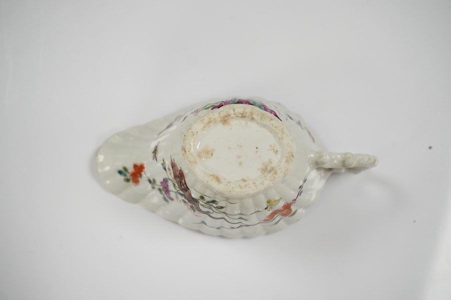 A Bow porcelain butter boat, c.1760, 13cm. Condition - fair to good